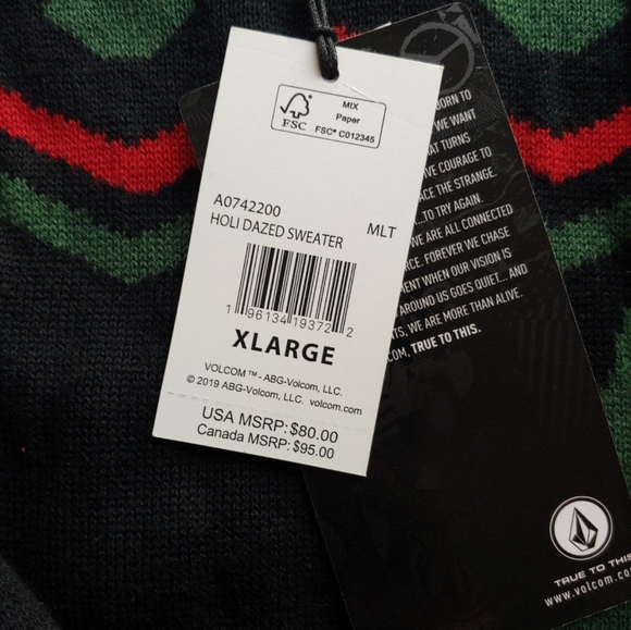 VOLCOM NEW Holi-Dazed Ugly Sweater - Picture 7 of 8